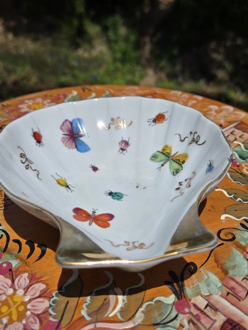 VTG Ardalt Porcelain Gold Trim Insects Bugs Japan Hand Painted Trinket‎ Dish